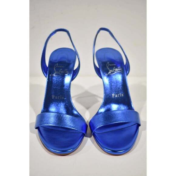 Christian Louboutin O Marylin 100 Blue Alize Slingback Sandal Heel Pump 37 - Picture 4 of 9